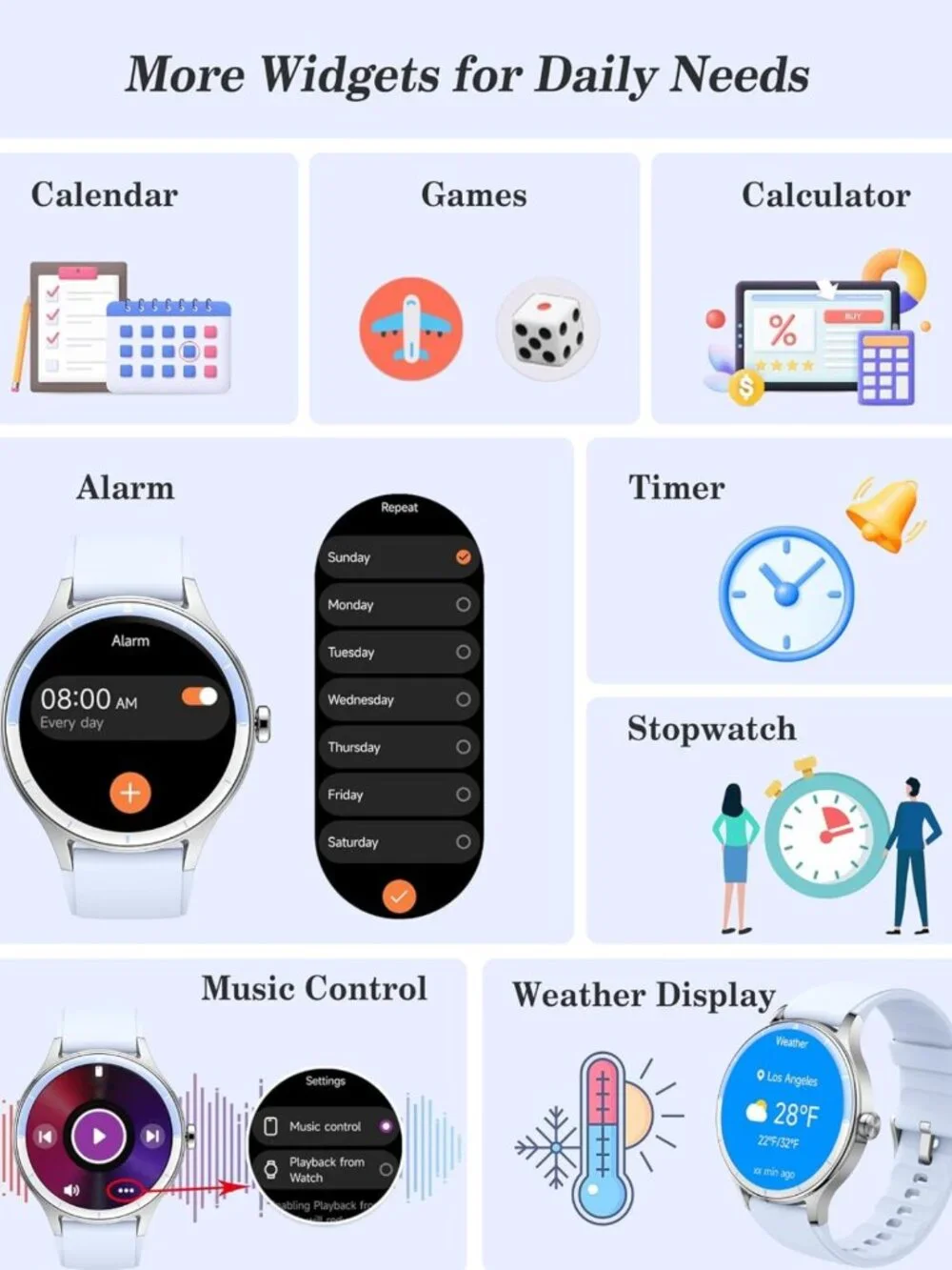 Stylish 1.27'' Fitness Smart Watch for Men & Women - Heart Rate, Sleep Monitor